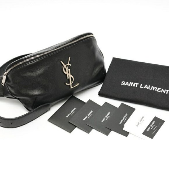 Saint Laurent Classic Monogram Belt Bag 590076 Leather Black S-158728